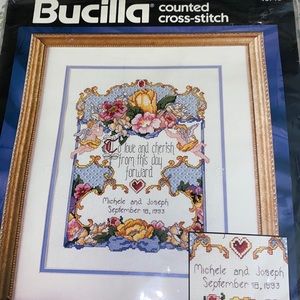Three Complete Floral Cross-Stitch Kits  & 7 Floral Cross-stitch Patterns